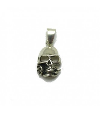 PE001277 Sterling silver pendant solid 925 Skull with rose EMPRESS